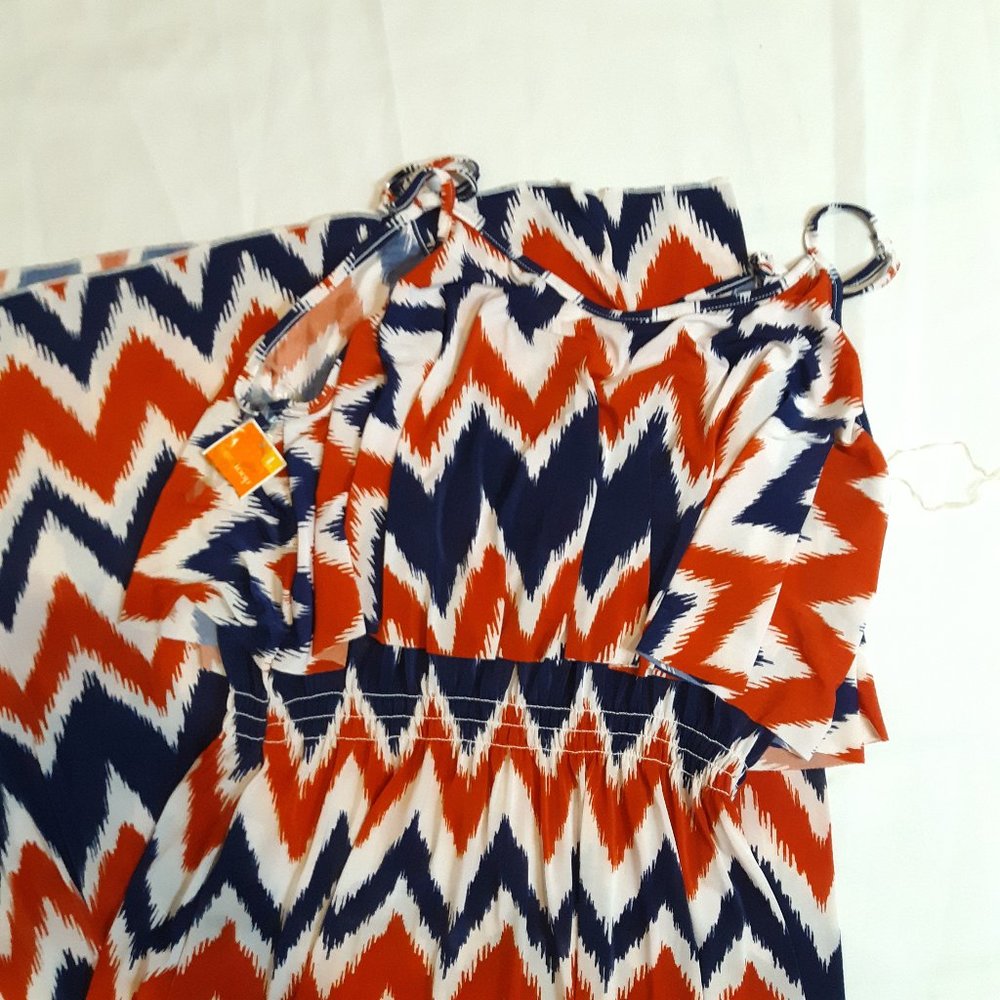 West Loop Size Large Red White Blue Print Maxi Dress NWT - Picture 6 of 15